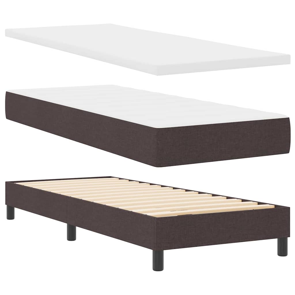 Box spring seng med LED-lysstrimler Mørk Brun 80 x 200 cm Stof
