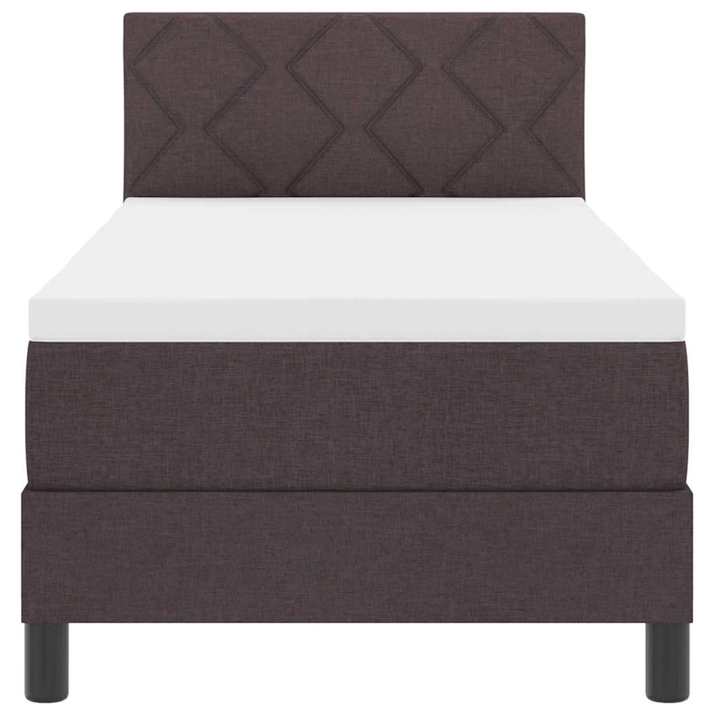 Box spring seng med LED-lysstrimler Mørk Brun 80 x 200 cm Stof