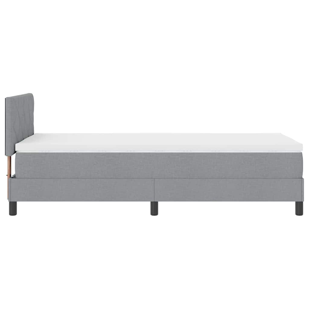 Box spring seng med LED-lysstrimler Lysegrå 90 x 190 cm Stof
