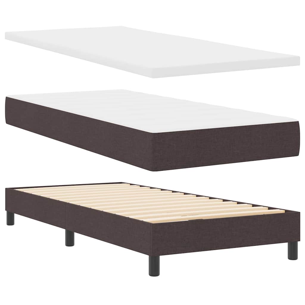 Box spring seng med LED-lysstrimler Mørk Brun 90 x 190 cm Stof