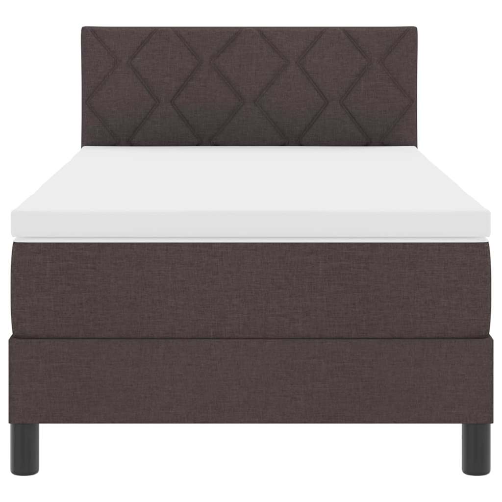 Box spring seng med LED-lysstrimler Mørk Brun 90 x 190 cm Stof