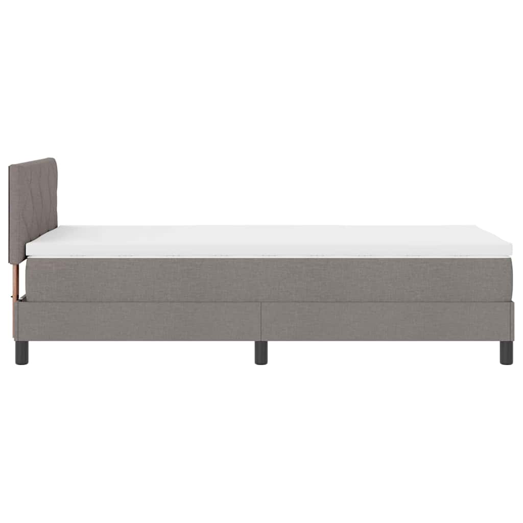 Box spring seng med LED-lysstrimler Gråbrun 90 x 190 cm Stof