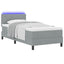Box spring seng med LED-lysstrimler Lysegrå 90 x 200 cm Stof
