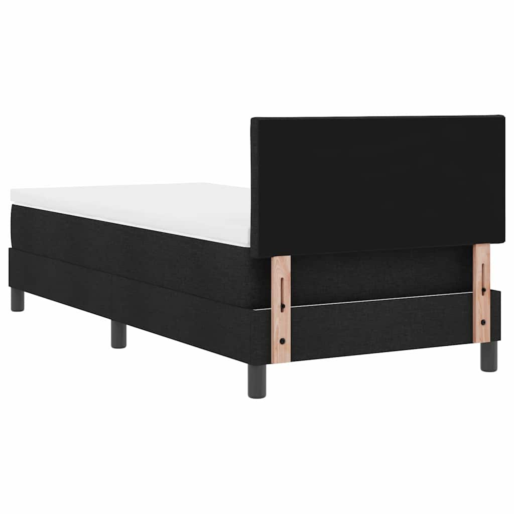 Box spring seng med pude med hovedgærde Sort 90 x 200 cm Stof