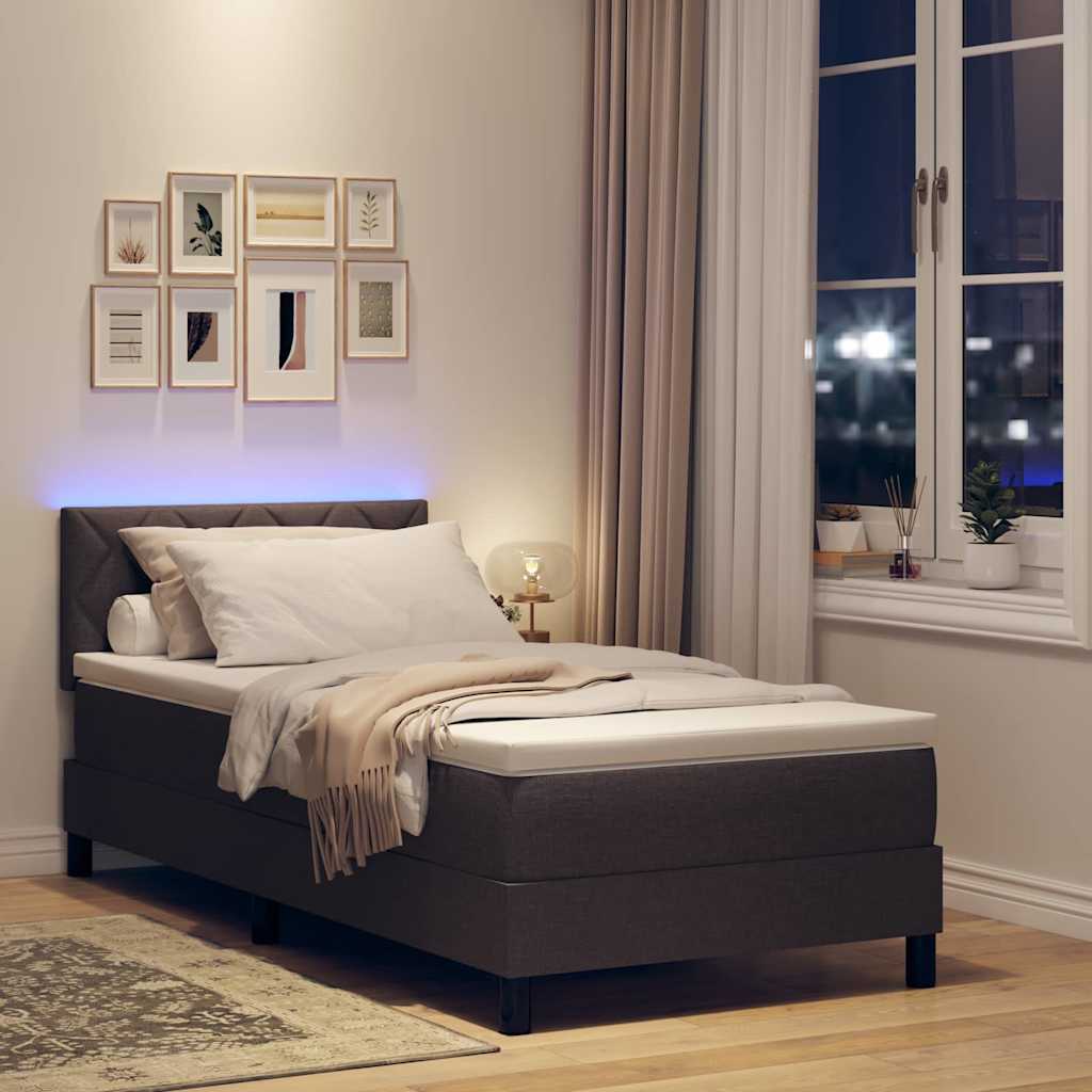 Box spring seng med pude Mørk Brun 90 x 200 cm Stof