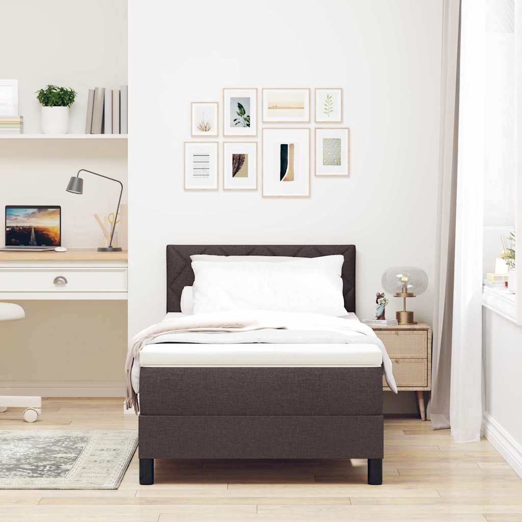 Box spring seng med pude Mørk Brun 90 x 200 cm Stof