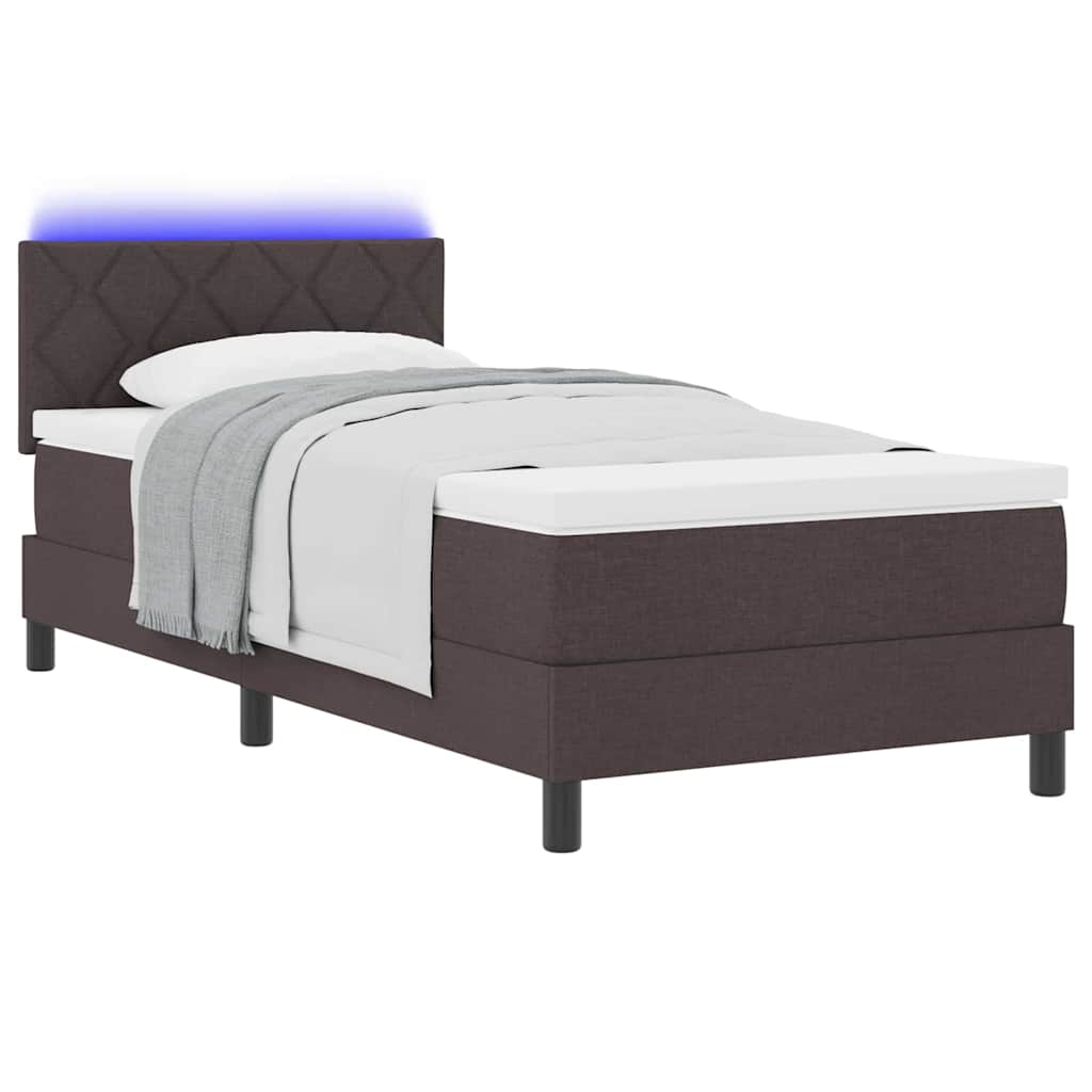 Box spring seng med pude Mørk Brun 90 x 200 cm Stof