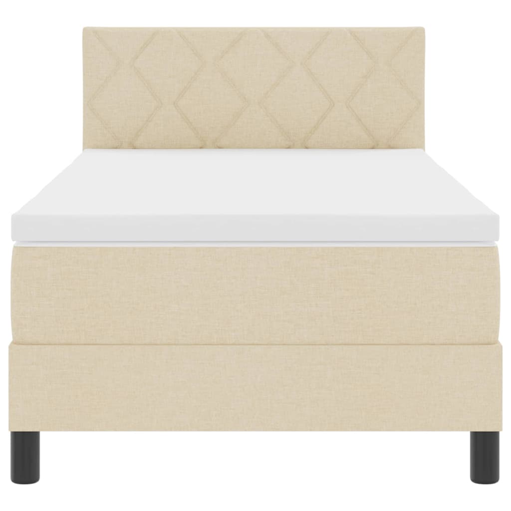 Box spring seng med LED-lysstrimler Creme 90 x 200 cm Stof