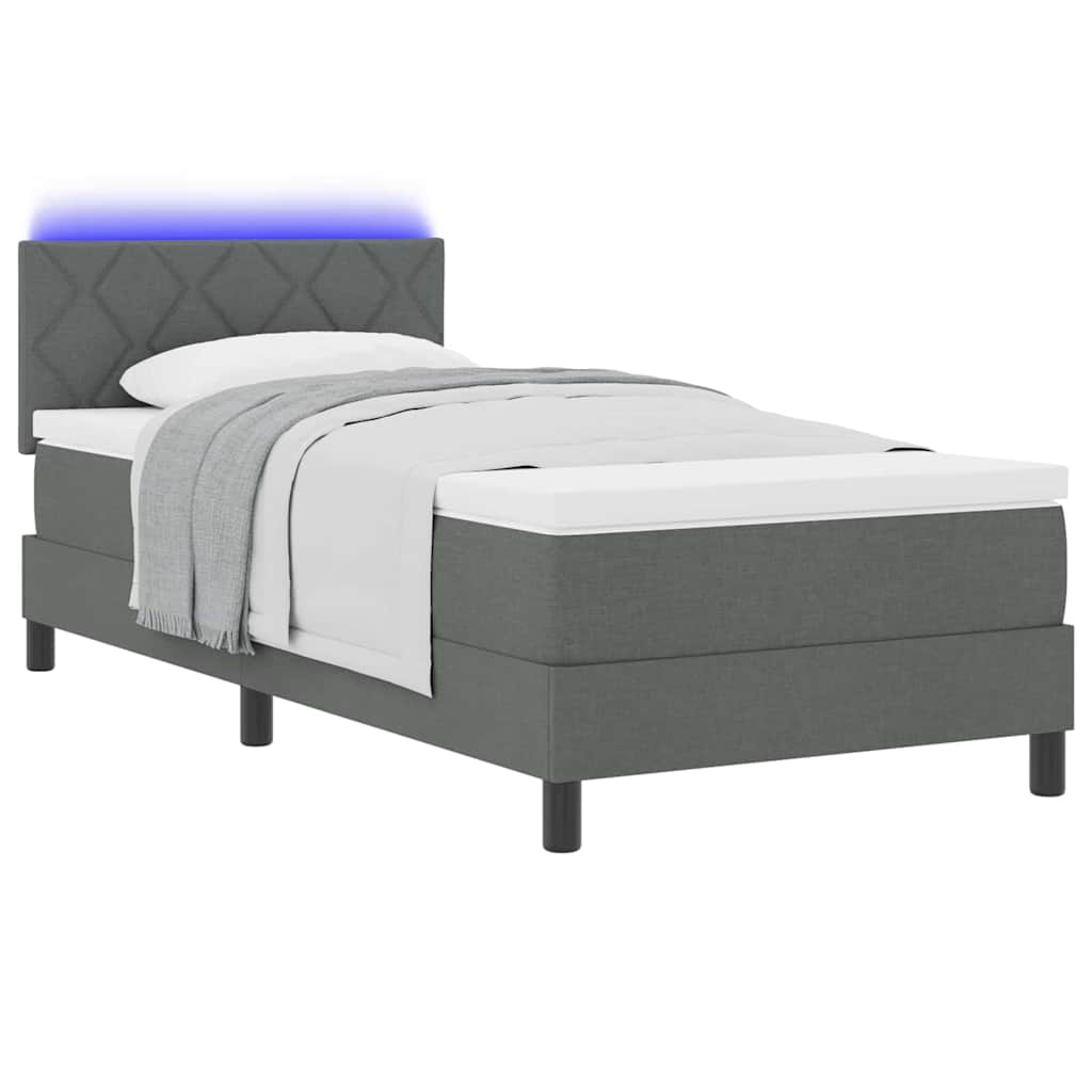 Box spring seng med pude Mørkegrå 100 x 200 cm Stof
