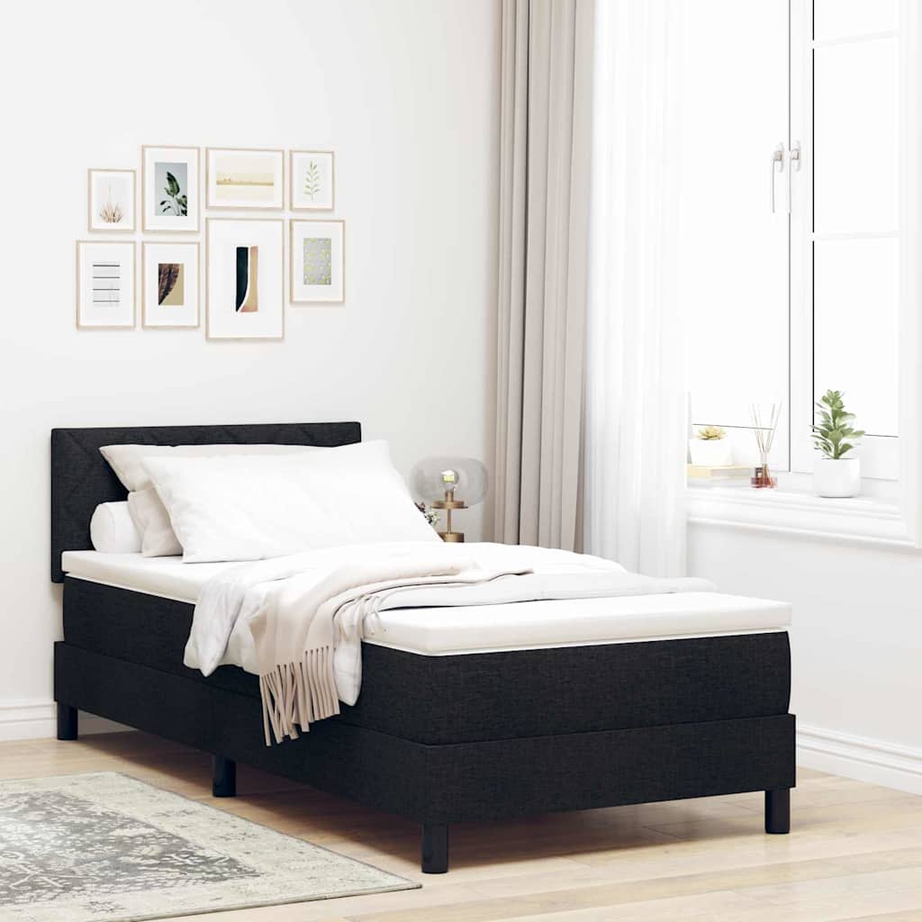 Box spring seng med pude med hovedgærde Sort 100 x 200 cm Stof