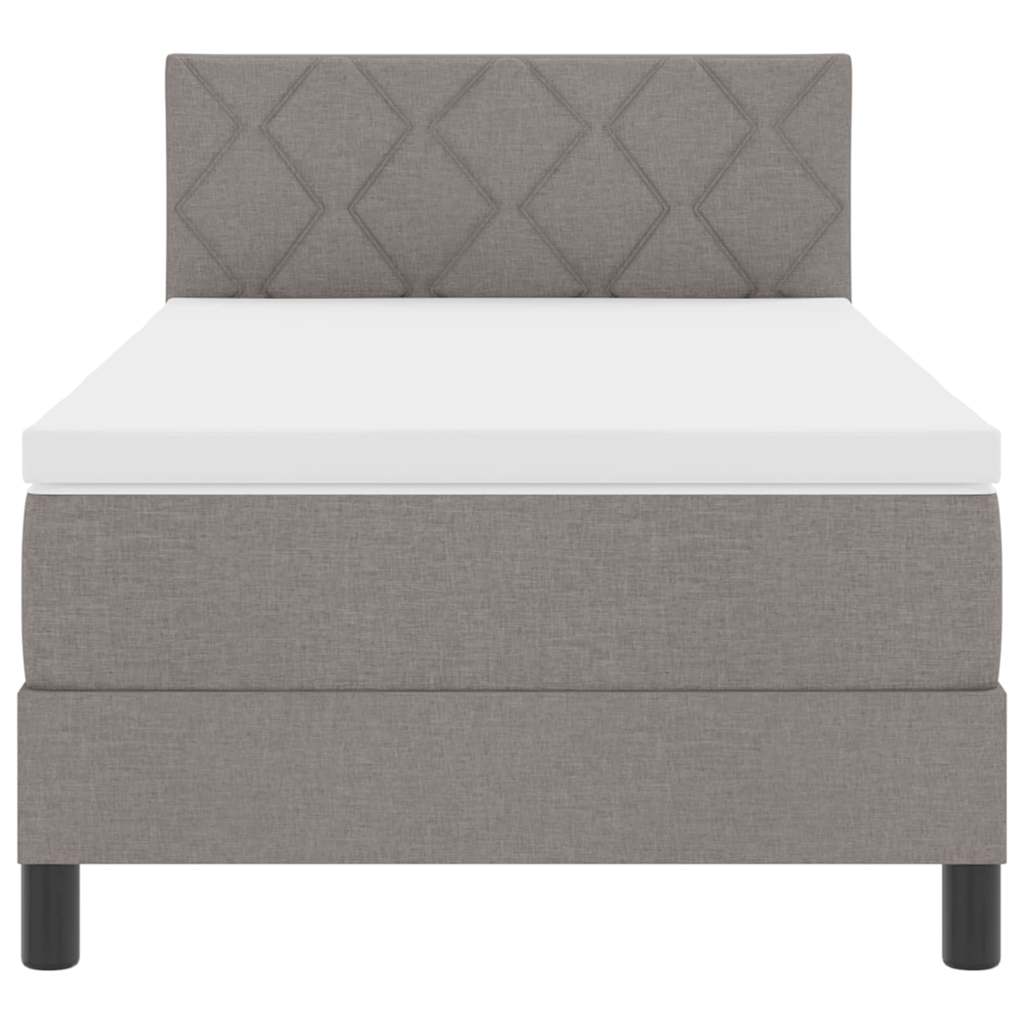 Box spring seng med LED-lysstrimler Gråbrun 100 x 200 cm Stof