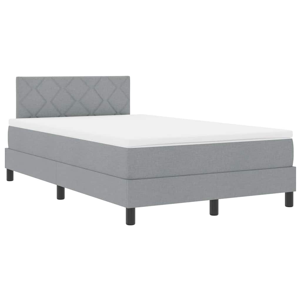 Box spring seng med LED-lysstrimler Lysegrå 120 x 190 cm Stof