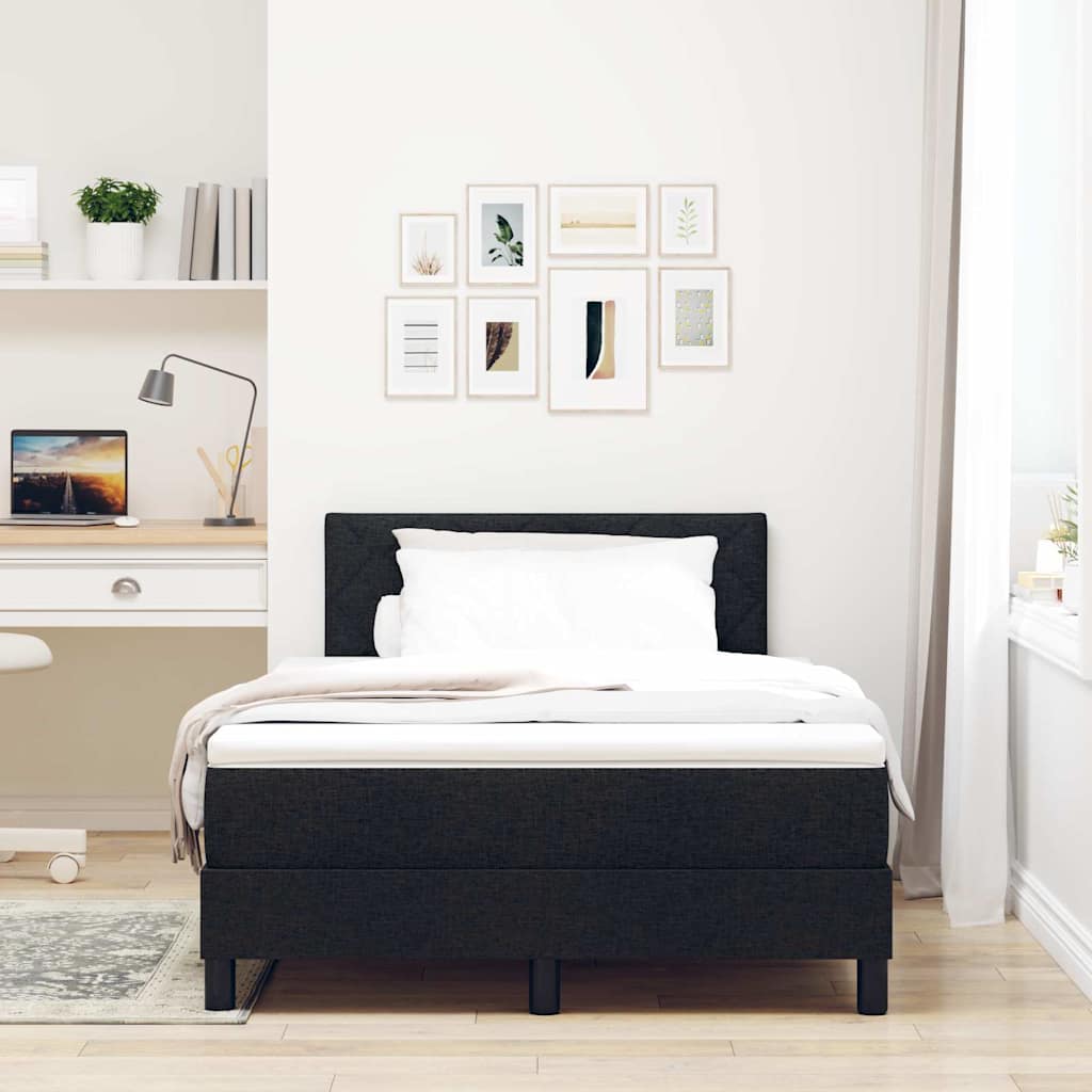 Box spring seng med LED-lysstrimler Sort 120 x 190 cm Stof