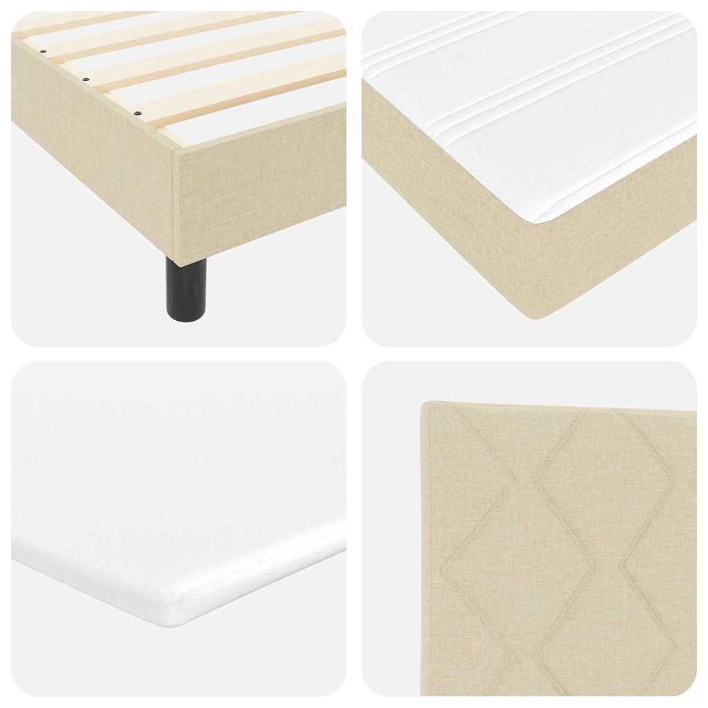 Box spring seng med LED-lysstrimler Creme 120 x 190 cm Stof