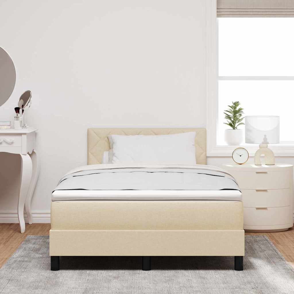 Box spring seng med LED-lysstrimler Creme 120 x 190 cm Stof