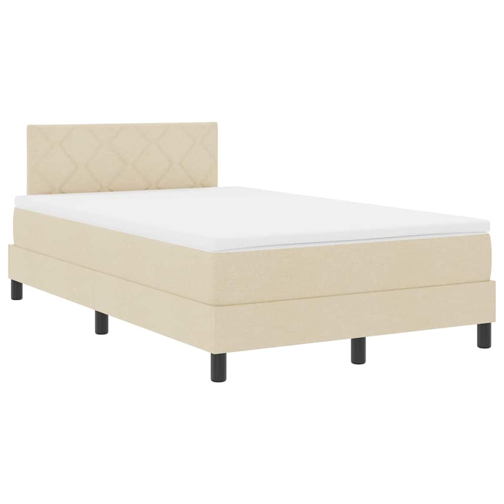 Box spring seng med LED-lysstrimler Creme 120 x 190 cm Stof
