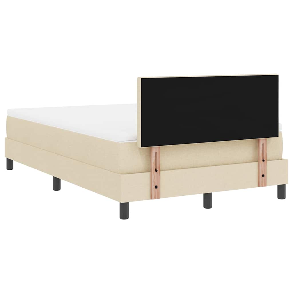 Box spring seng med LED-lysstrimler Creme 120 x 190 cm Stof