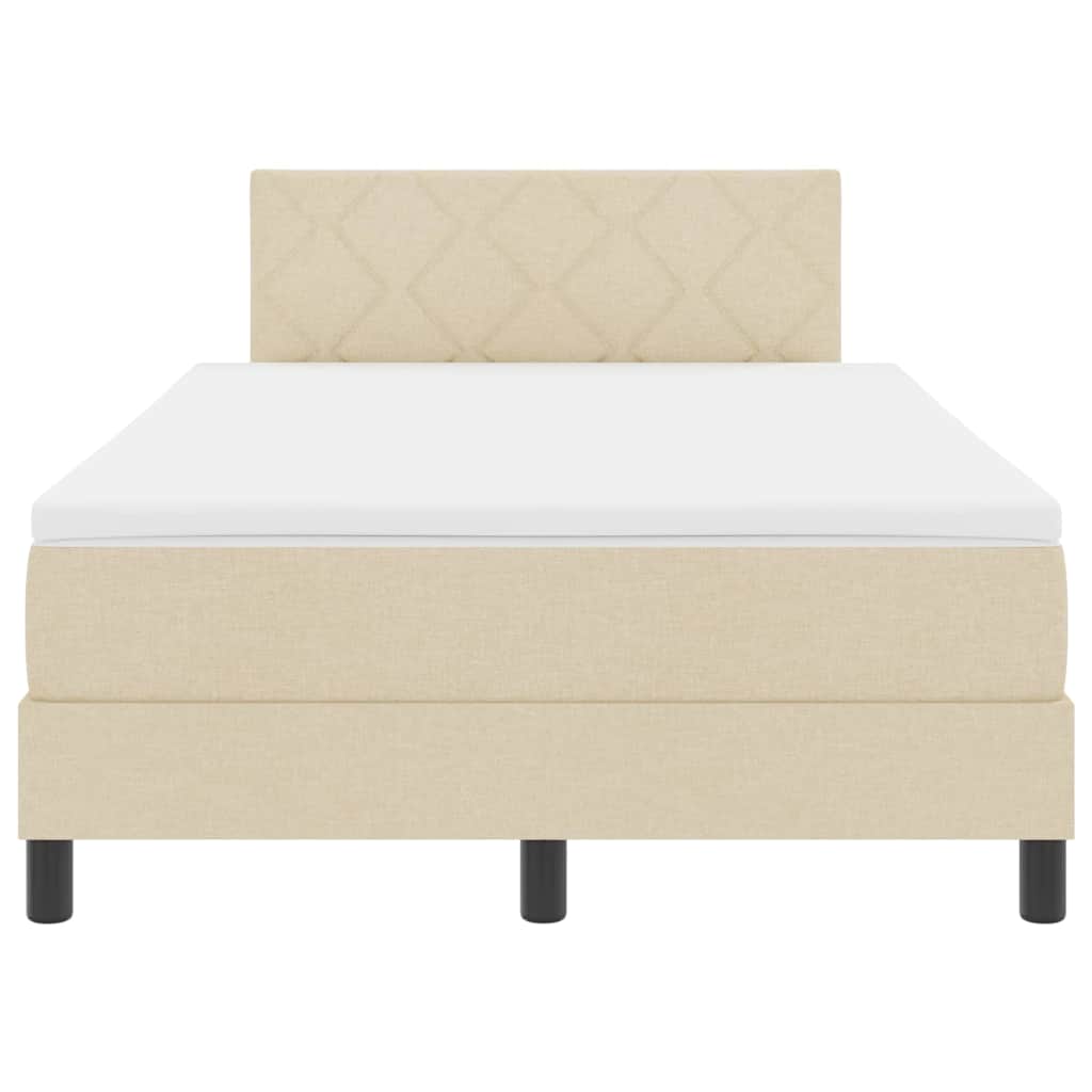 Box spring seng med LED-lysstrimler Creme 120 x 190 cm Stof