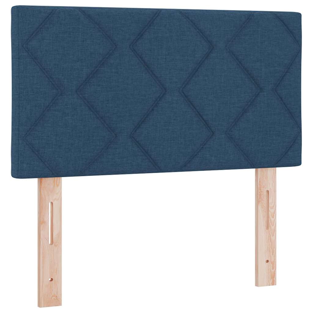 Box spring seng med LED-lysstrimler Blå 120 x 190 cm Stof