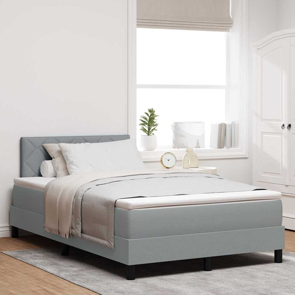Box spring seng med LED-lysstrimler Lysegrå 120 x 200 cm Stof
