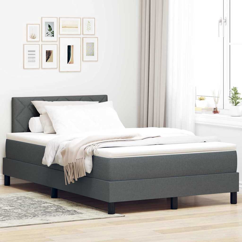 Box spring seng med LED-lysstrimler Mørkegrå 120 x 200 cm Stof