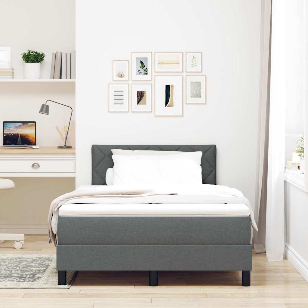 Box spring seng med LED-lysstrimler Mørkegrå 120 x 200 cm Stof