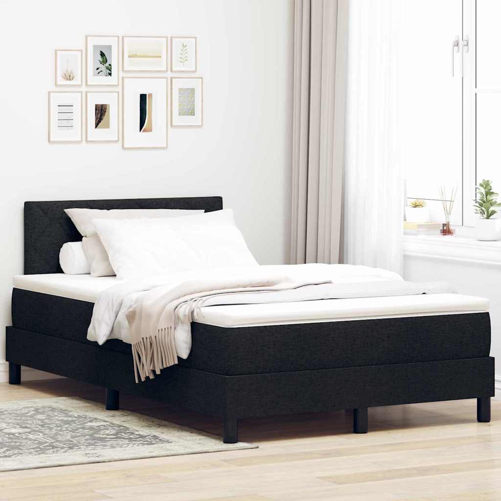 Box spring seng med LED-lysstrimler Sort 120 x 200 cm Stof