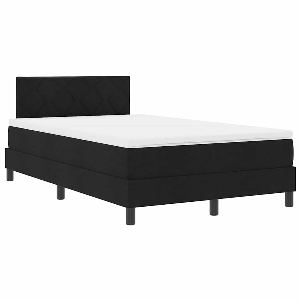 Box spring seng med LED-lysstrimler Sort 120 x 200 cm Stof