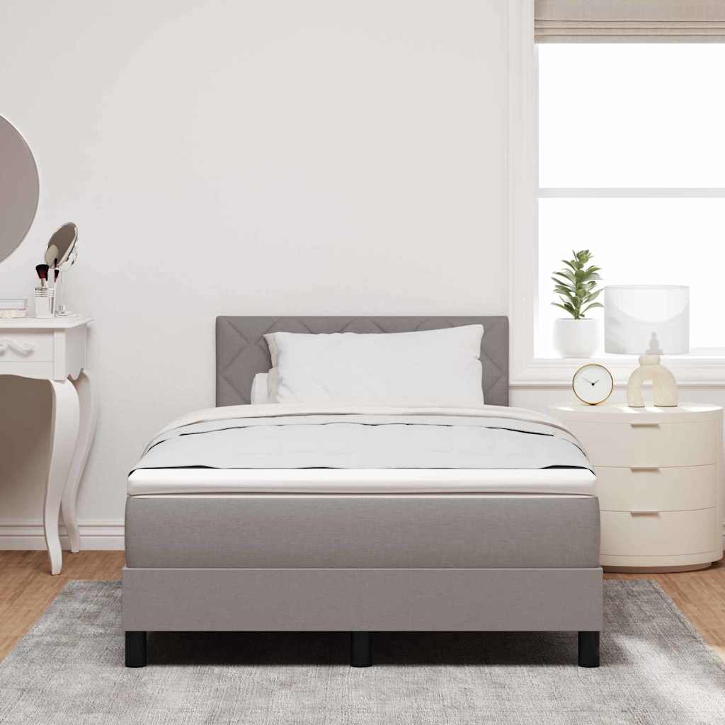 Box spring seng med LED-lysstrimler Gråbrun 120 x 200 cm Stof