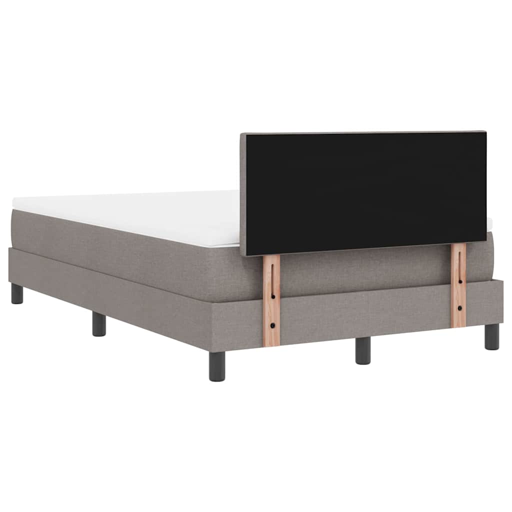 Box spring seng med LED-lysstrimler Gråbrun 120 x 200 cm Stof