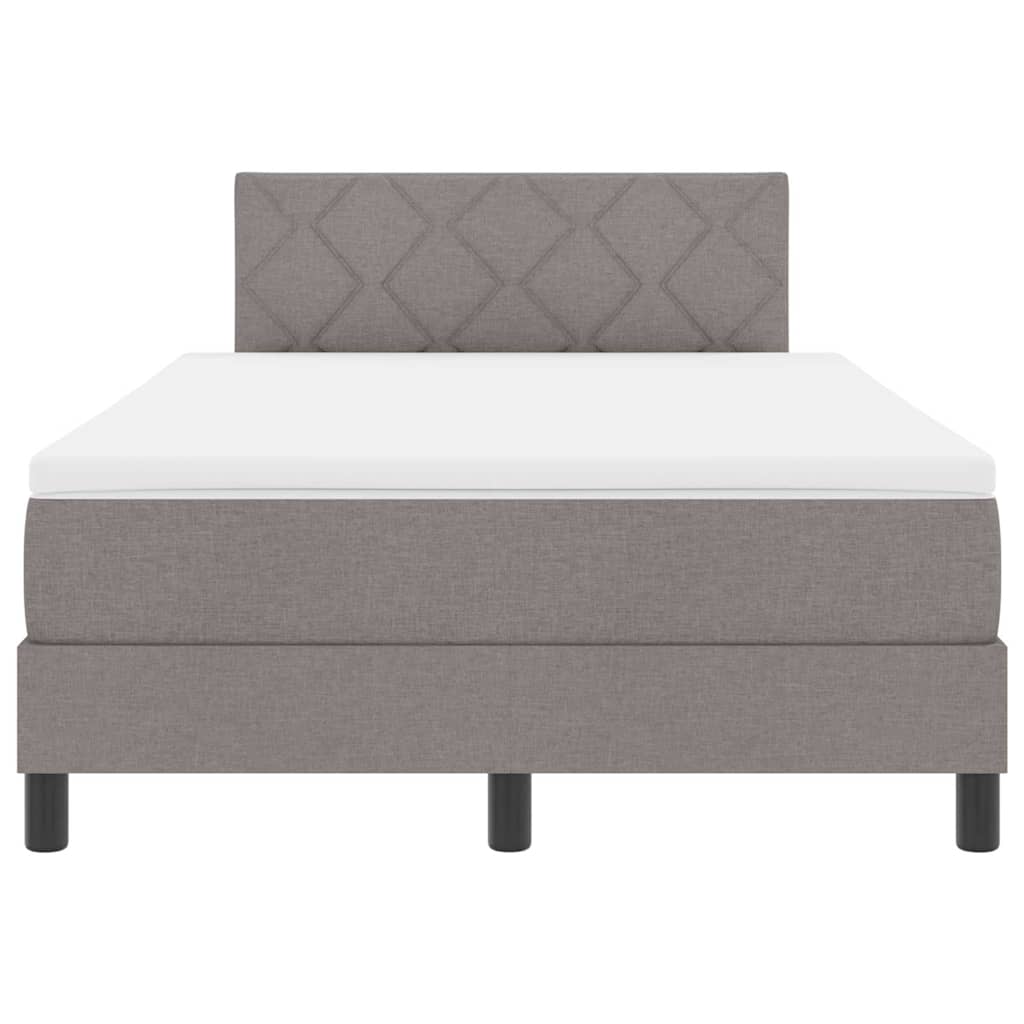Box spring seng med LED-lysstrimler Gråbrun 120 x 200 cm Stof