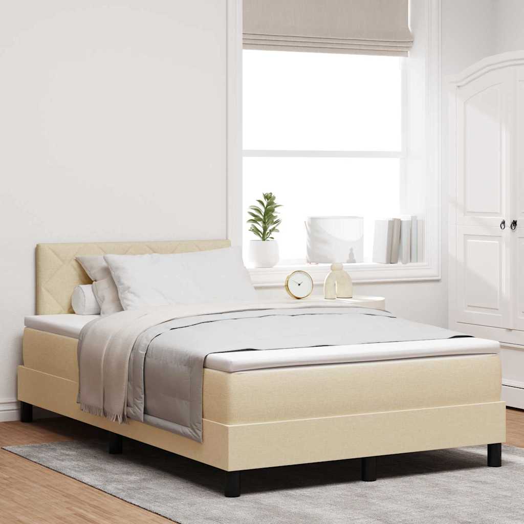 Box spring seng med LED-lysstrimler Creme 120 x 200 cm Stof