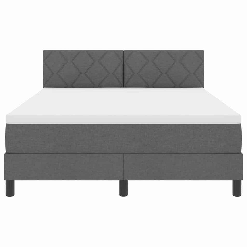 Box spring seng med LED-lysstrimler Mørkegrå 140 x 190 cm Stof