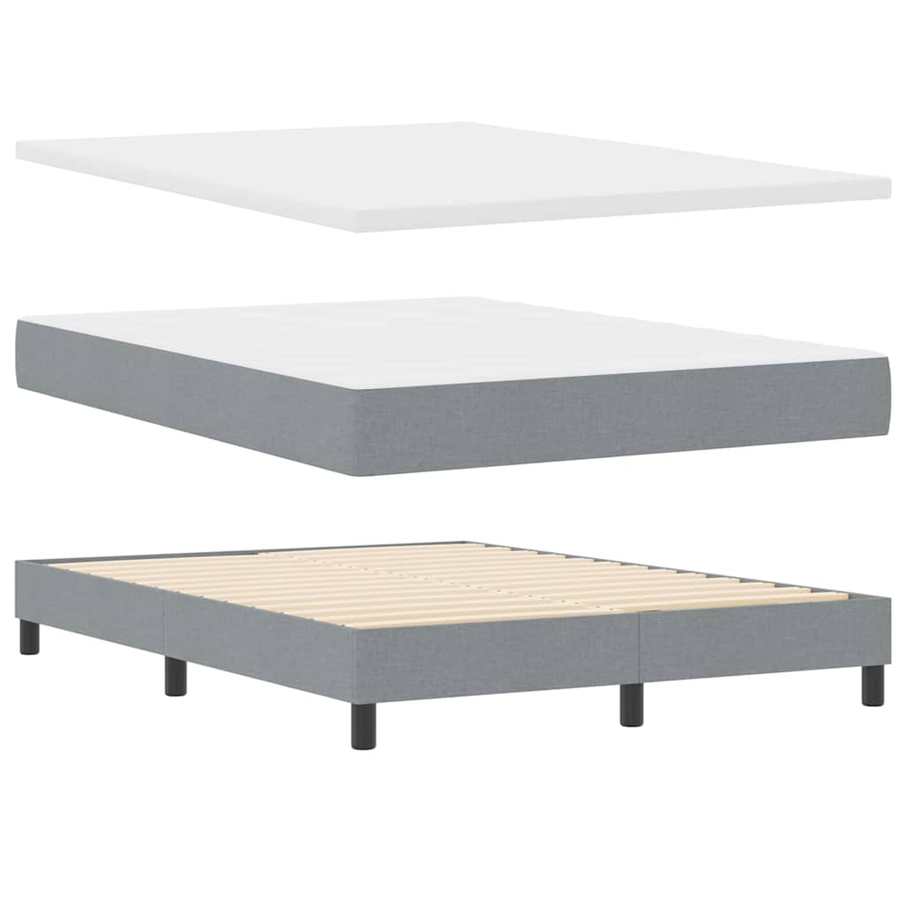 Box spring seng med madras med LED Lysegrå 140 x 200 cm Stof