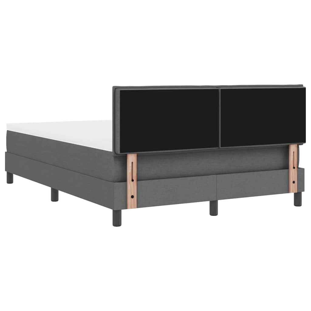 Box spring seng med LED-lysstrimler Mørkegrå 140 x 200 cm Stof