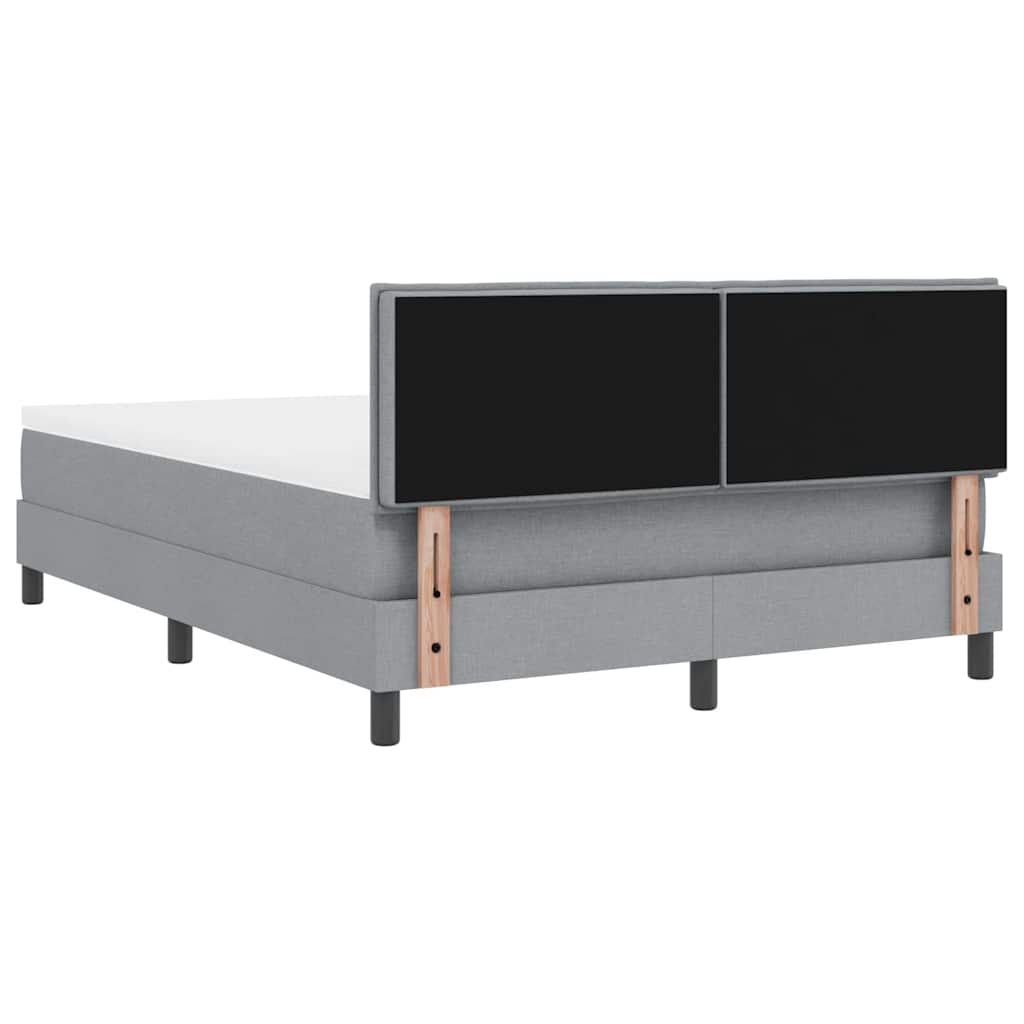 Box spring seng med LED-lysstrimler Lysegrå 160 x 200 cm Stof