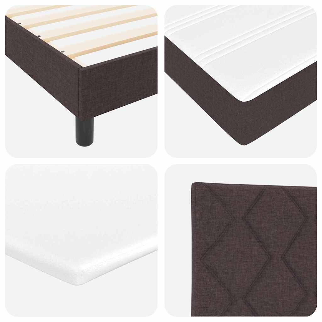 Box spring seng med LED-lysstrimler Mørk Brun 160 x 200 cm Stof