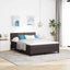 Box spring seng med LED-lysstrimler Mørk Brun 160 x 200 cm Stof