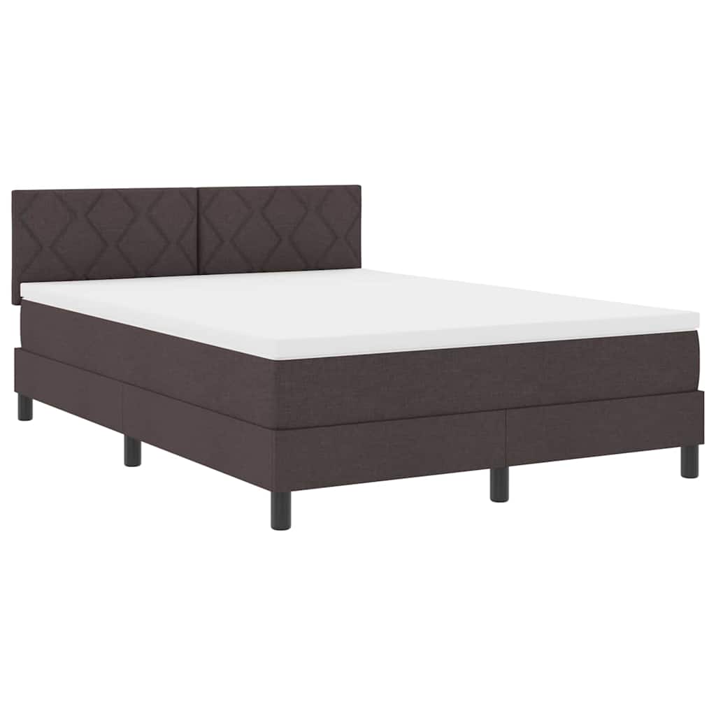 Box spring seng med LED-lysstrimler Mørk Brun 160 x 200 cm Stof