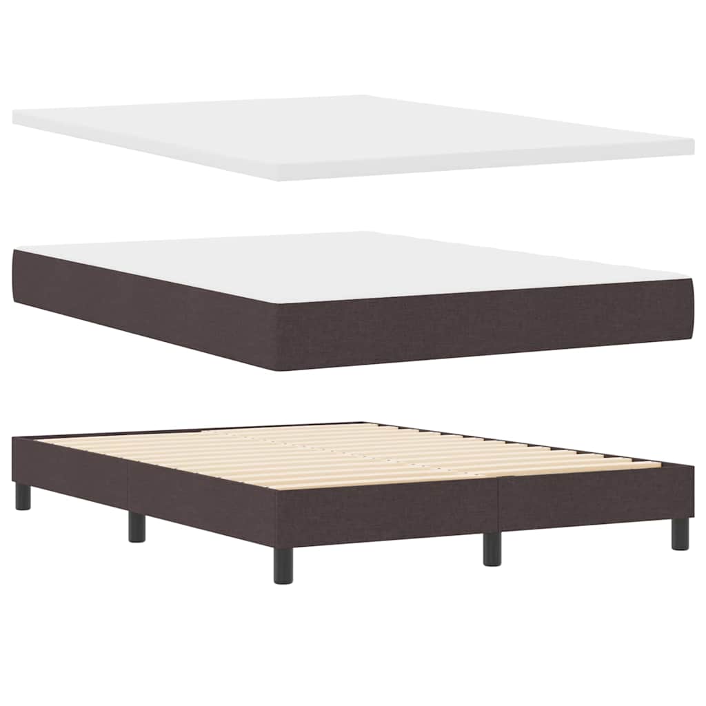 Box spring seng med LED-lysstrimler Mørk Brun 160 x 200 cm Stof