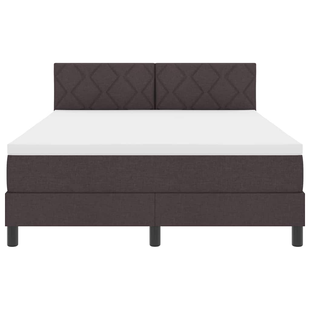 Box spring seng med LED-lysstrimler Mørk Brun 160 x 200 cm Stof