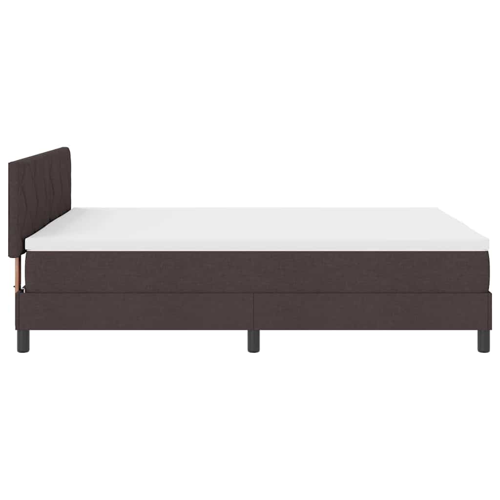 Box spring seng med LED-lysstrimler Mørk Brun 160 x 200 cm Stof