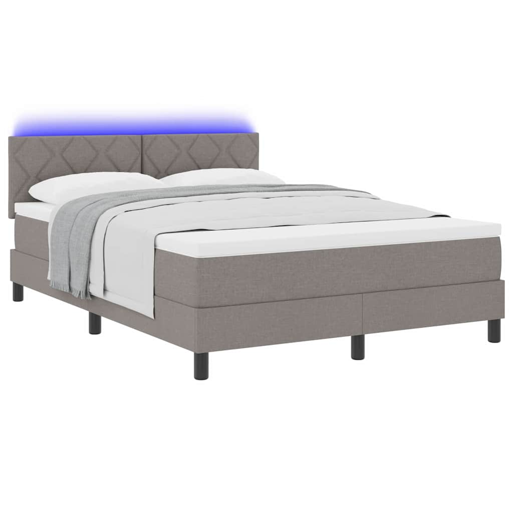 Box spring seng med pude Gråbrun 160 x 200 cm Stof