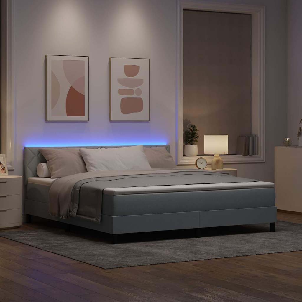 Box spring seng med pude Lysegrå 180 x 200 cm Stof