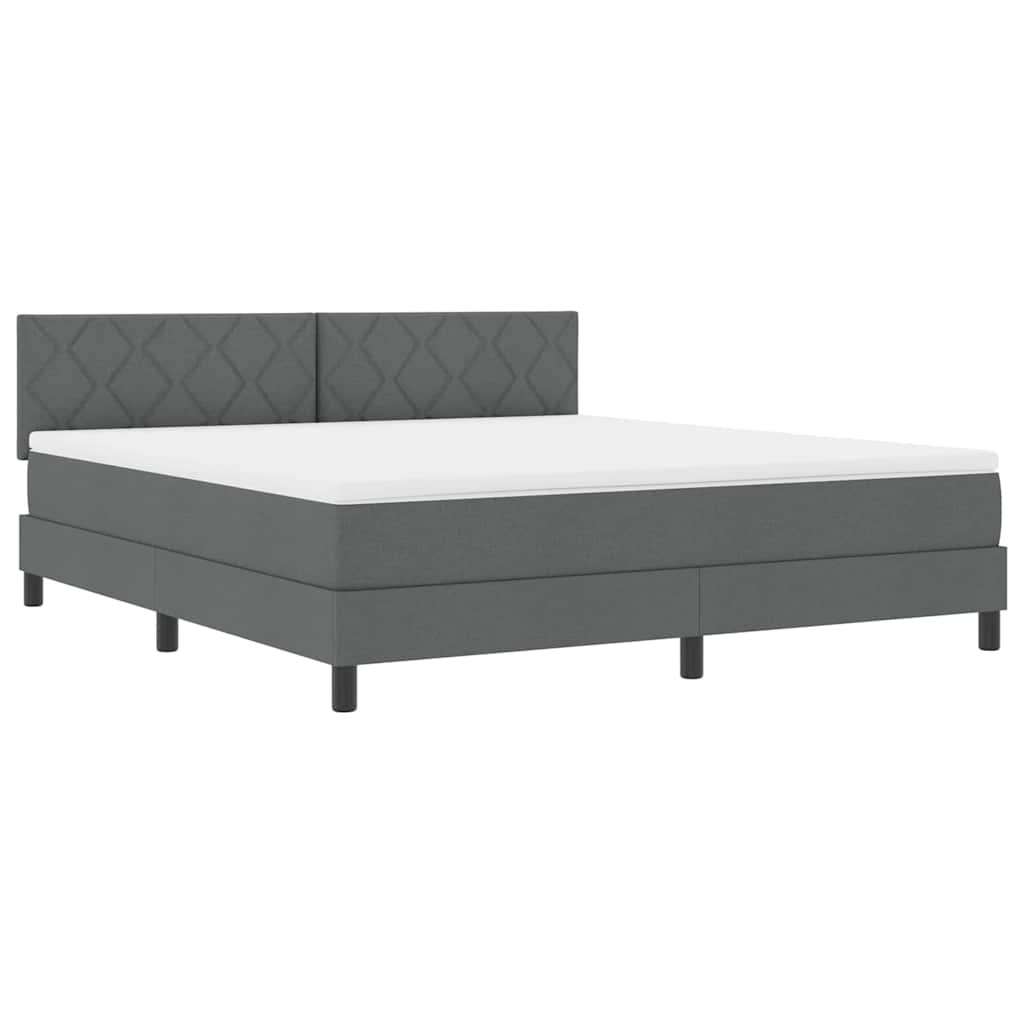 Box spring seng med LED-lysstrimler Mørkegrå 180 x 200 cm Stof