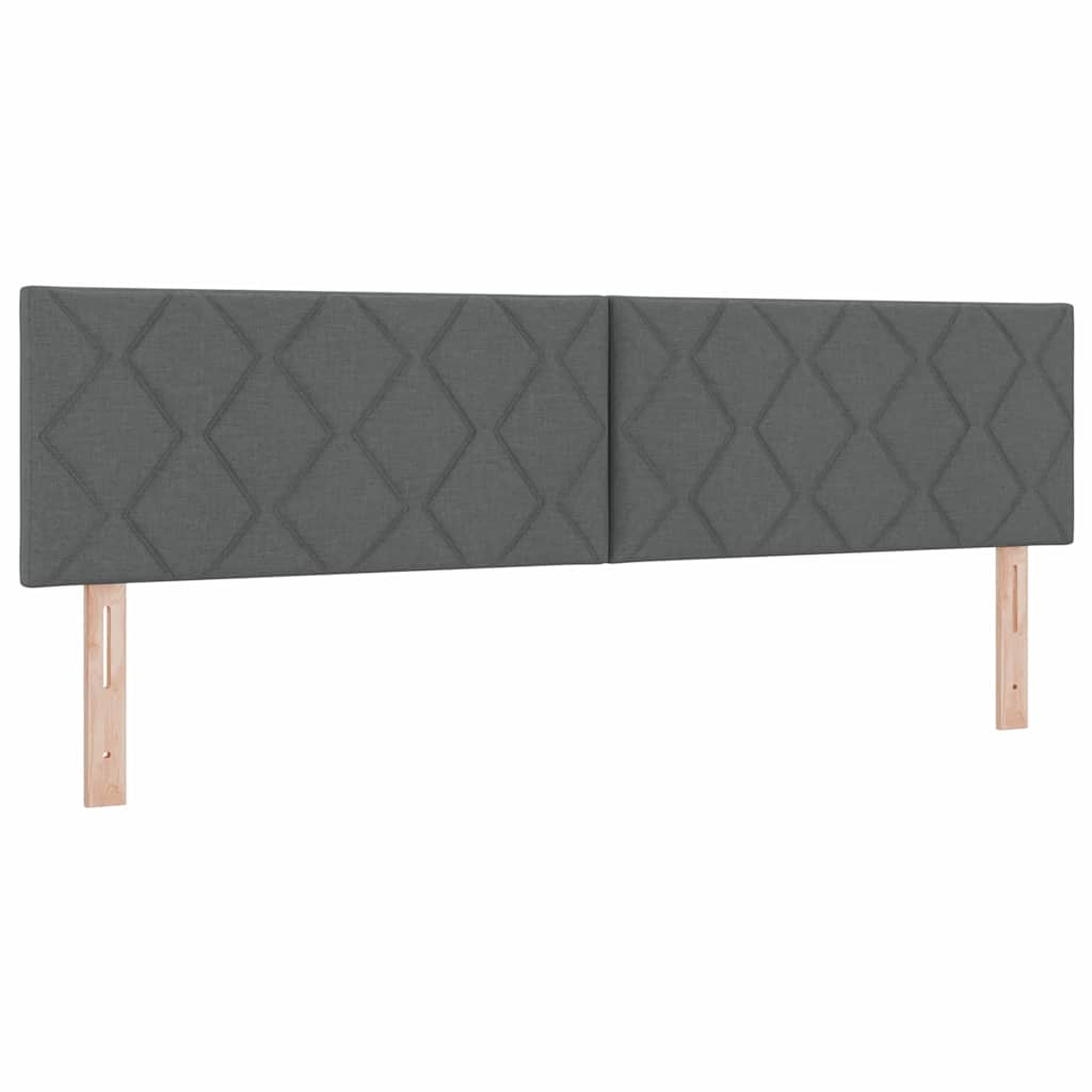 Box spring seng med LED-lysstrimler Mørkegrå 180 x 200 cm Stof