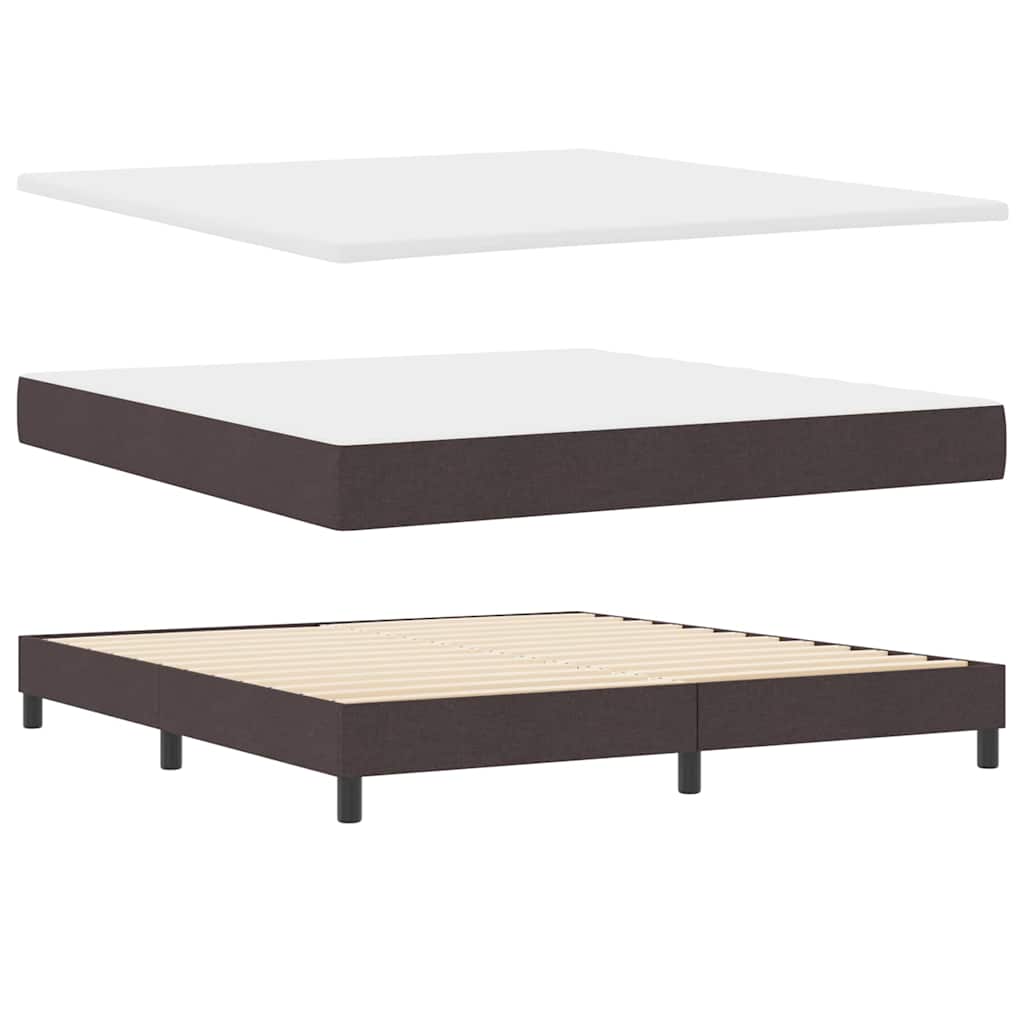 Box spring seng med LED-lysstrimler Mørk Brun 180 x 200 cm Stof