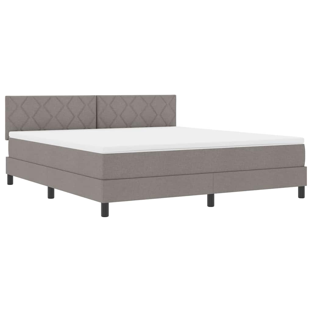 Box spring seng med LED-lysstrimler Gråbrun 180 x 200 cm Stof