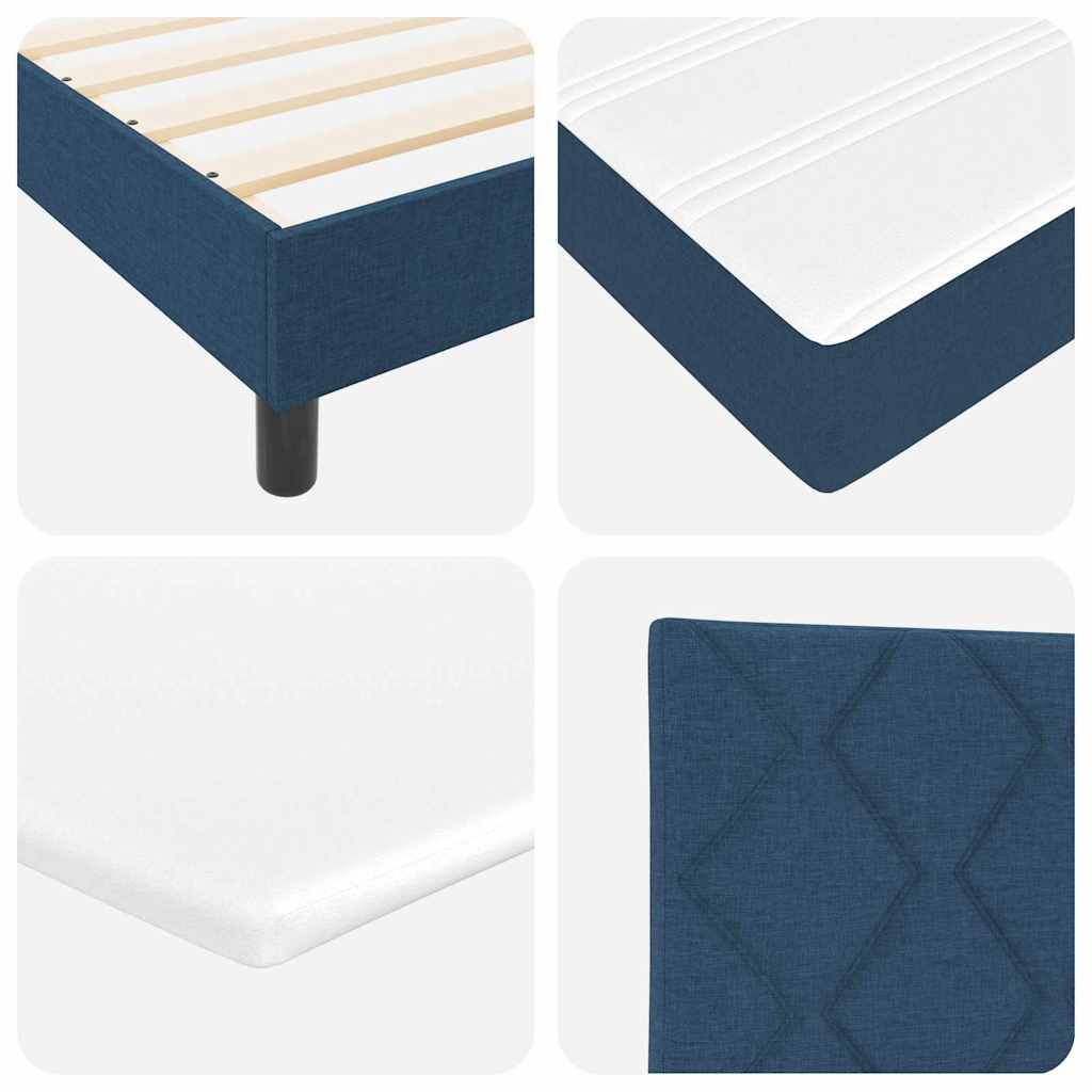 Box spring seng med LED-lysstrimler Blå 180 x 200 cm Stof