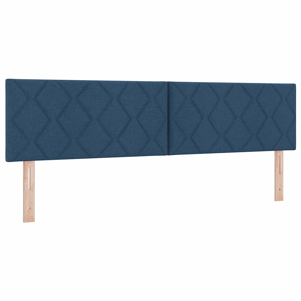 Box spring seng med LED-lysstrimler Blå 180 x 200 cm Stof